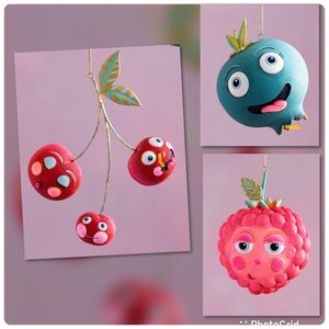 Glitterville Ornament Set Hand Painted